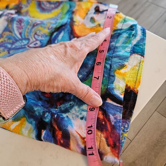 Jams World Medium Watercolor Pattern Rayon Wide-Leg Pants Hawaiian Boho Colorful - Picture 10 of 10